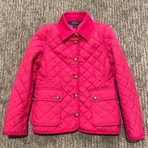 Little girls Polo Ralph Lauren Pink quilted jacket Size 8-10 EUC
